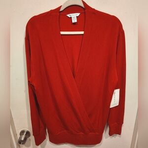 Athleta NWT Red Purana V-Neck Wrap Sweatshirt Cardigan Sz S Tall Cozy Casual